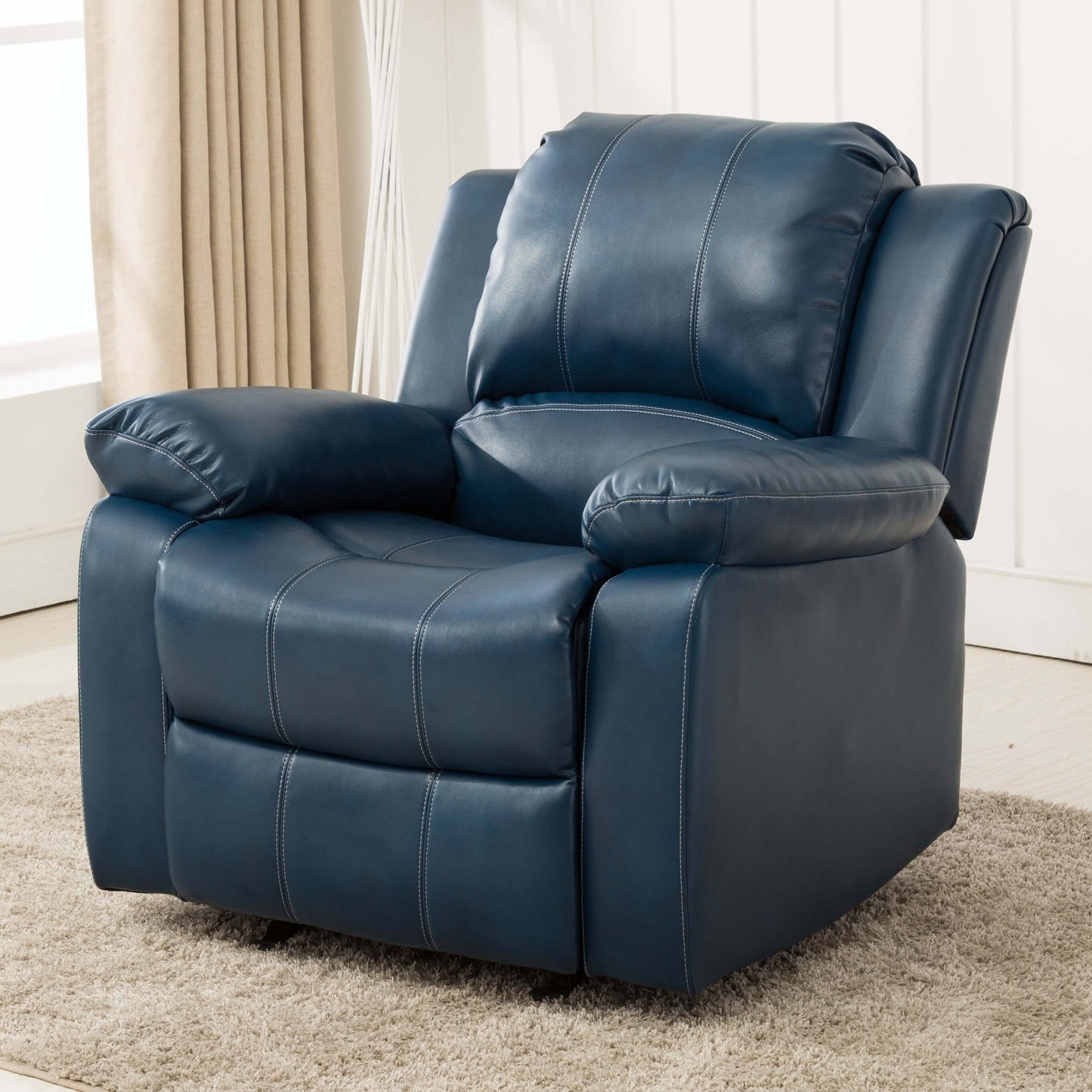 Clifton Leather Gel Glider Recliner - Navy Blue