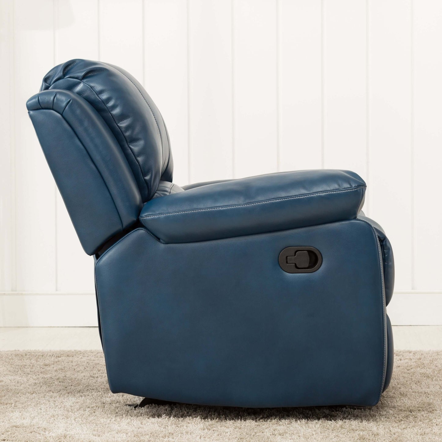 Clifton Leather Gel Glider Recliner - Navy Blue