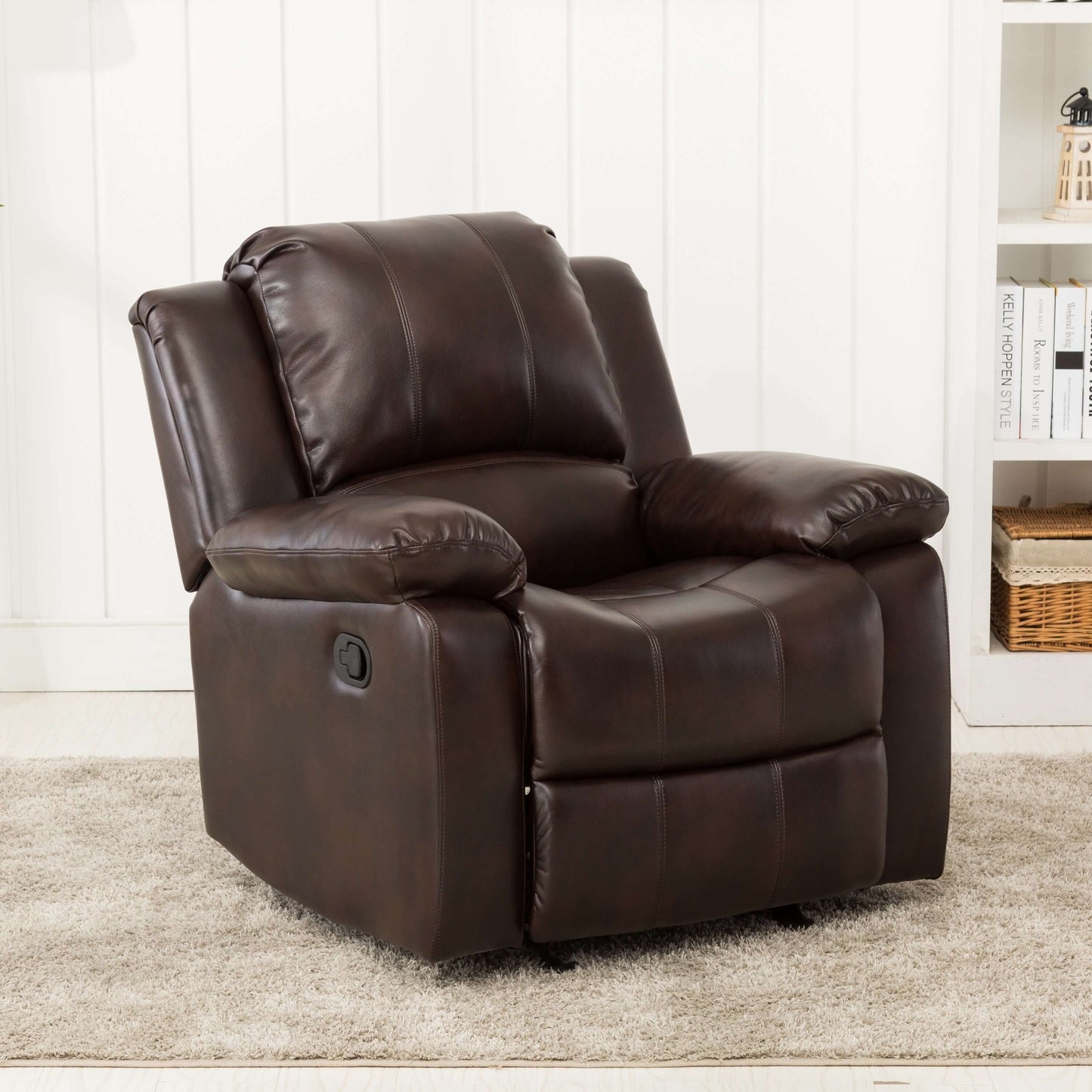 Clifton Leather Gel Glider Recliner - Burnished Brown