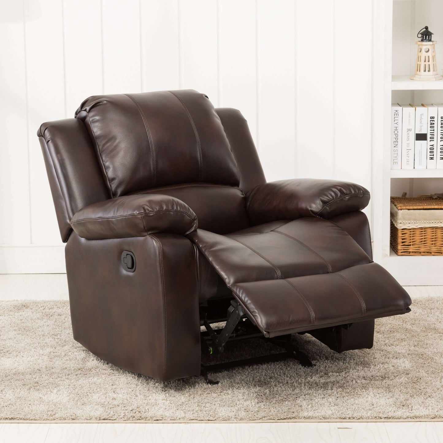 Clifton Leather Gel Glider Recliner - Burnished Brown