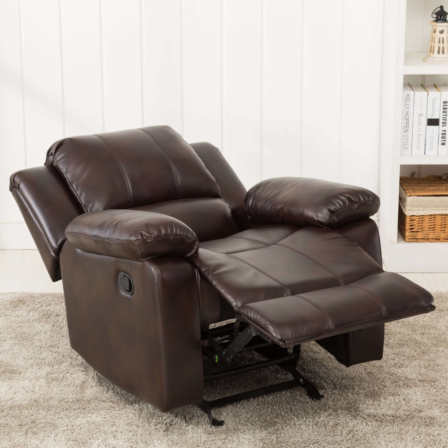 Clifton Leather Gel Glider Recliner - Burnished Brown