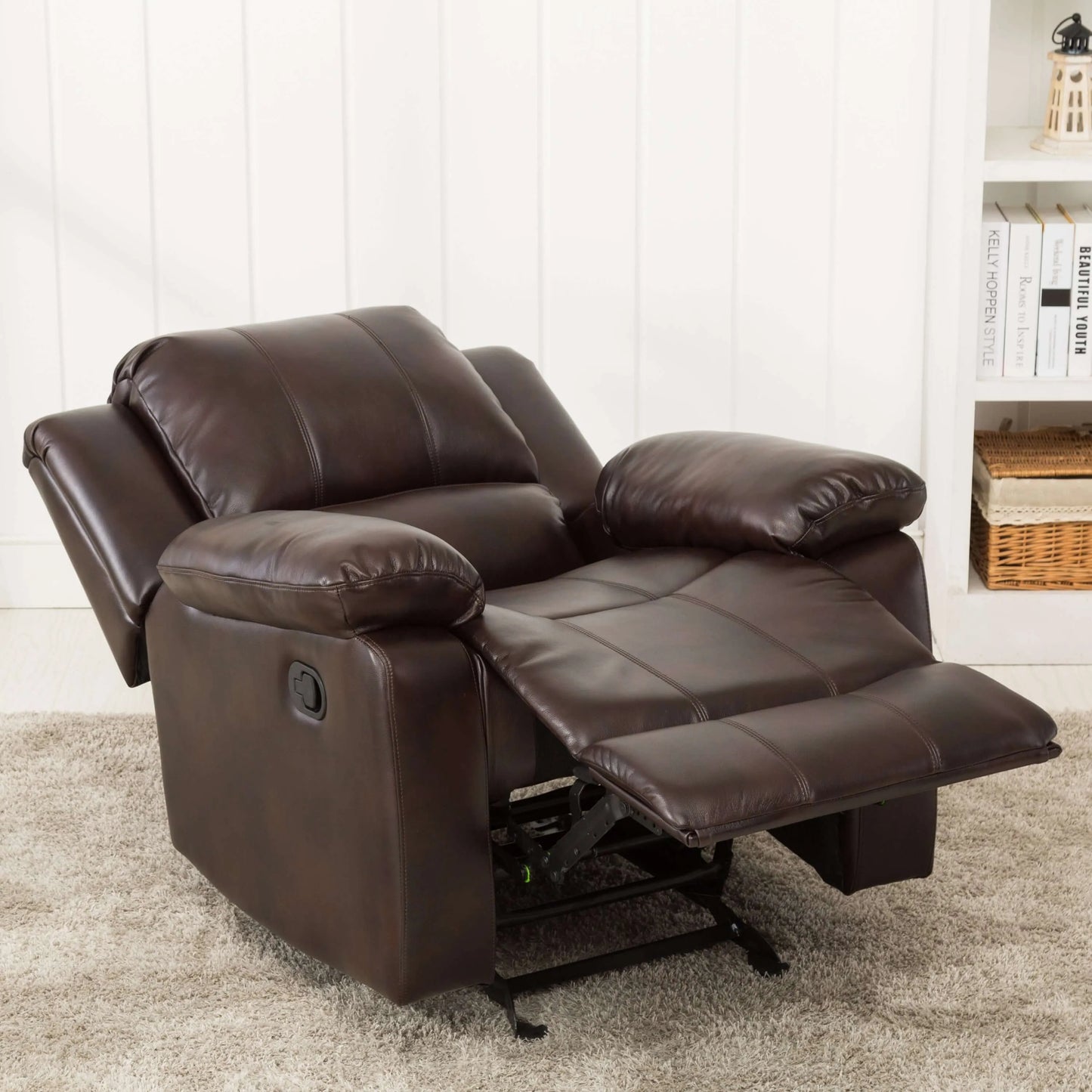 Clifton Leather Gel Glider Recliner - Burnished Brown