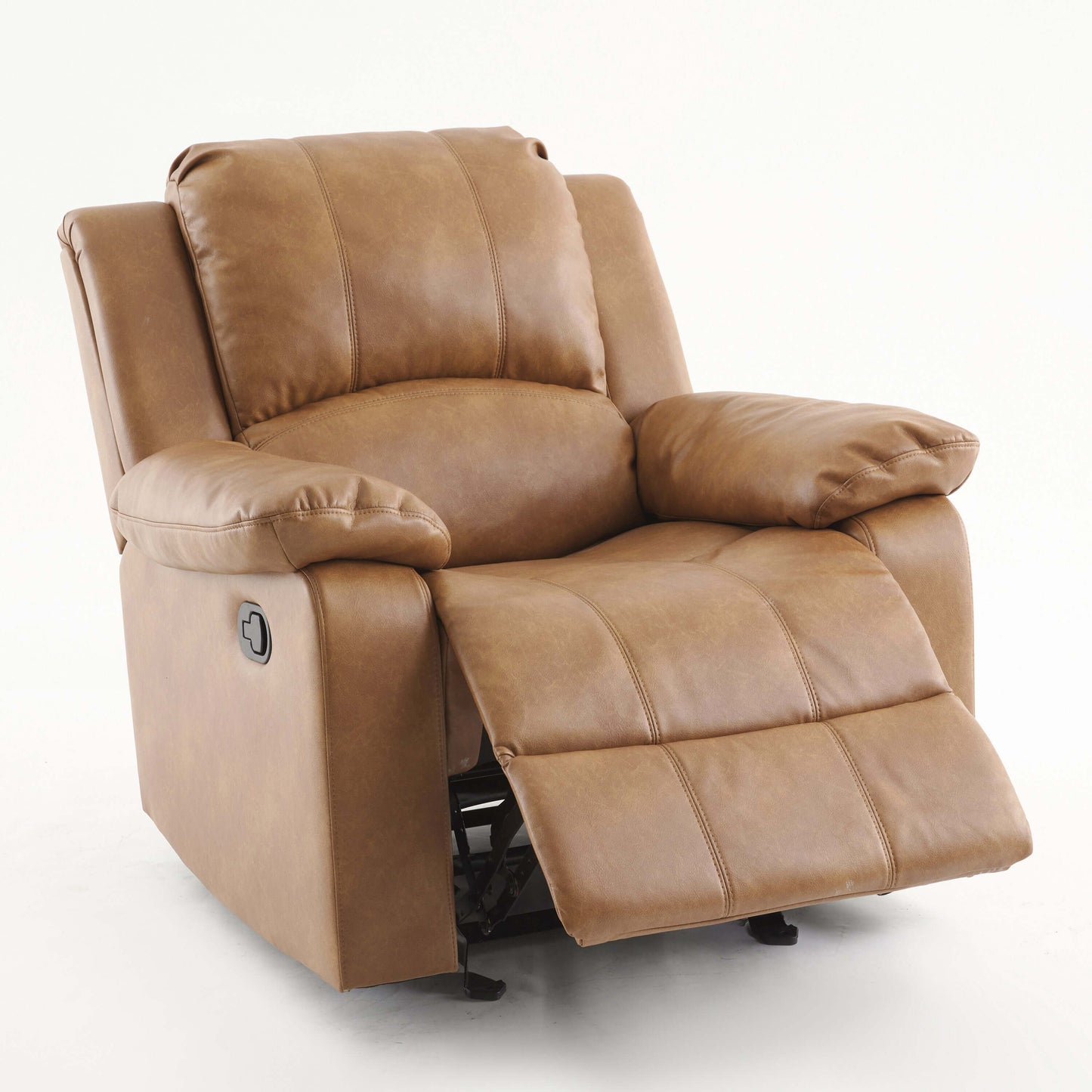 Clifton Leather Gel Glider Recliner - Saddle Brown