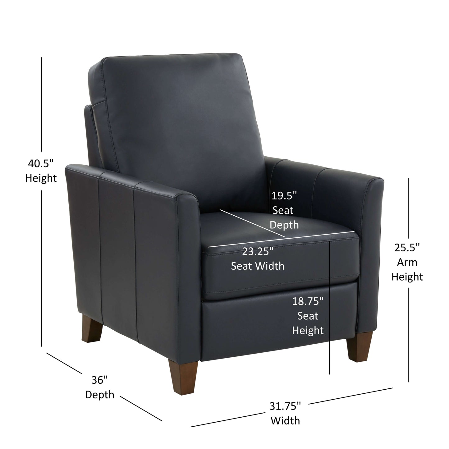 Penny Faux Leather Modern Recliner - Midnight Blue