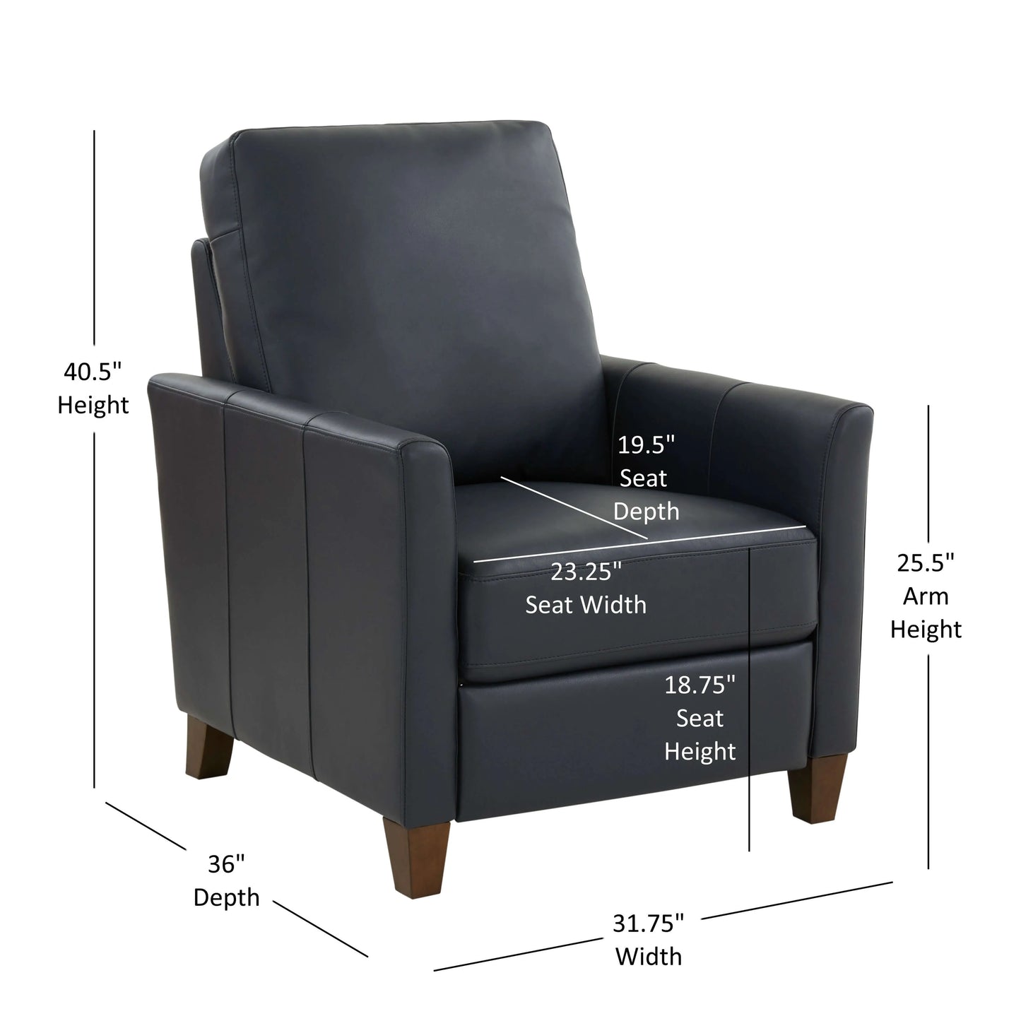 Penny Faux Leather Modern Recliner - Midnight Blue