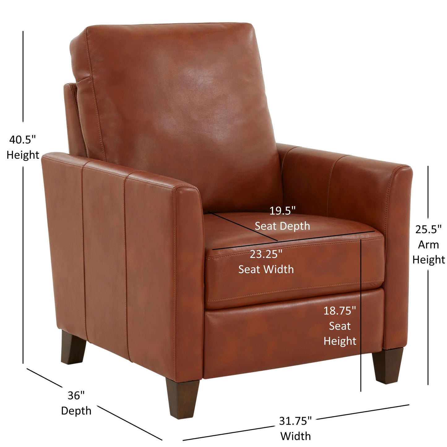 Penny Faux Leather Modern Recliner - Caramel