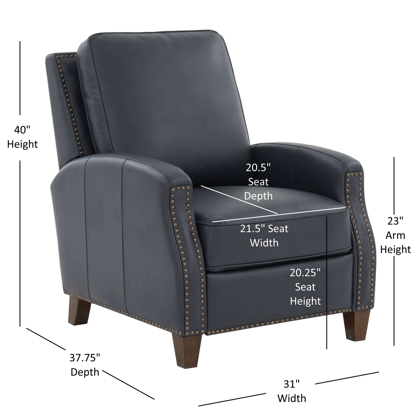 James Push Back Recliner - Midnight Blue