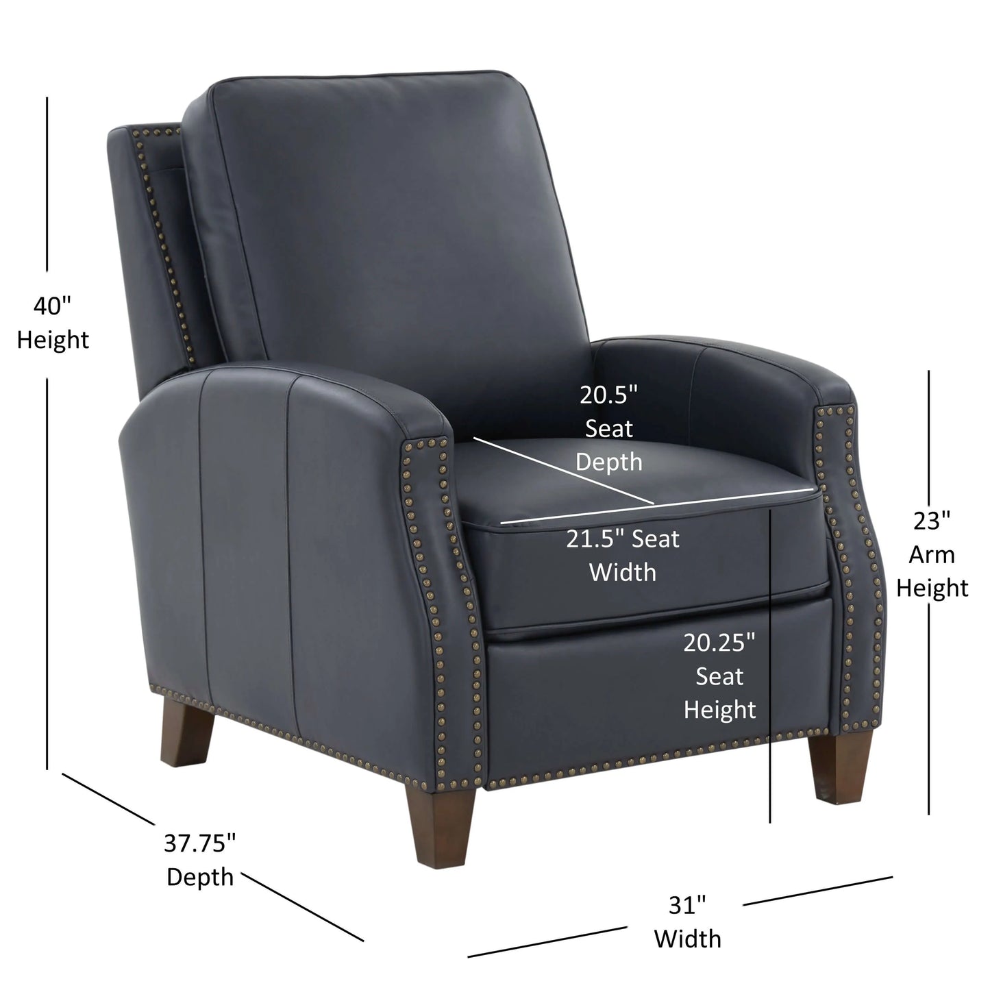 James Push Back Recliner - Midnight Blue
