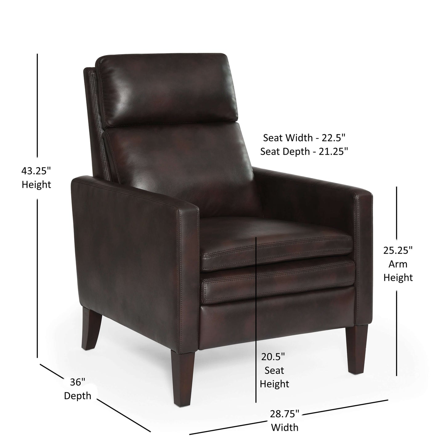 Vicente Push Back Recliner - Burnished Brown