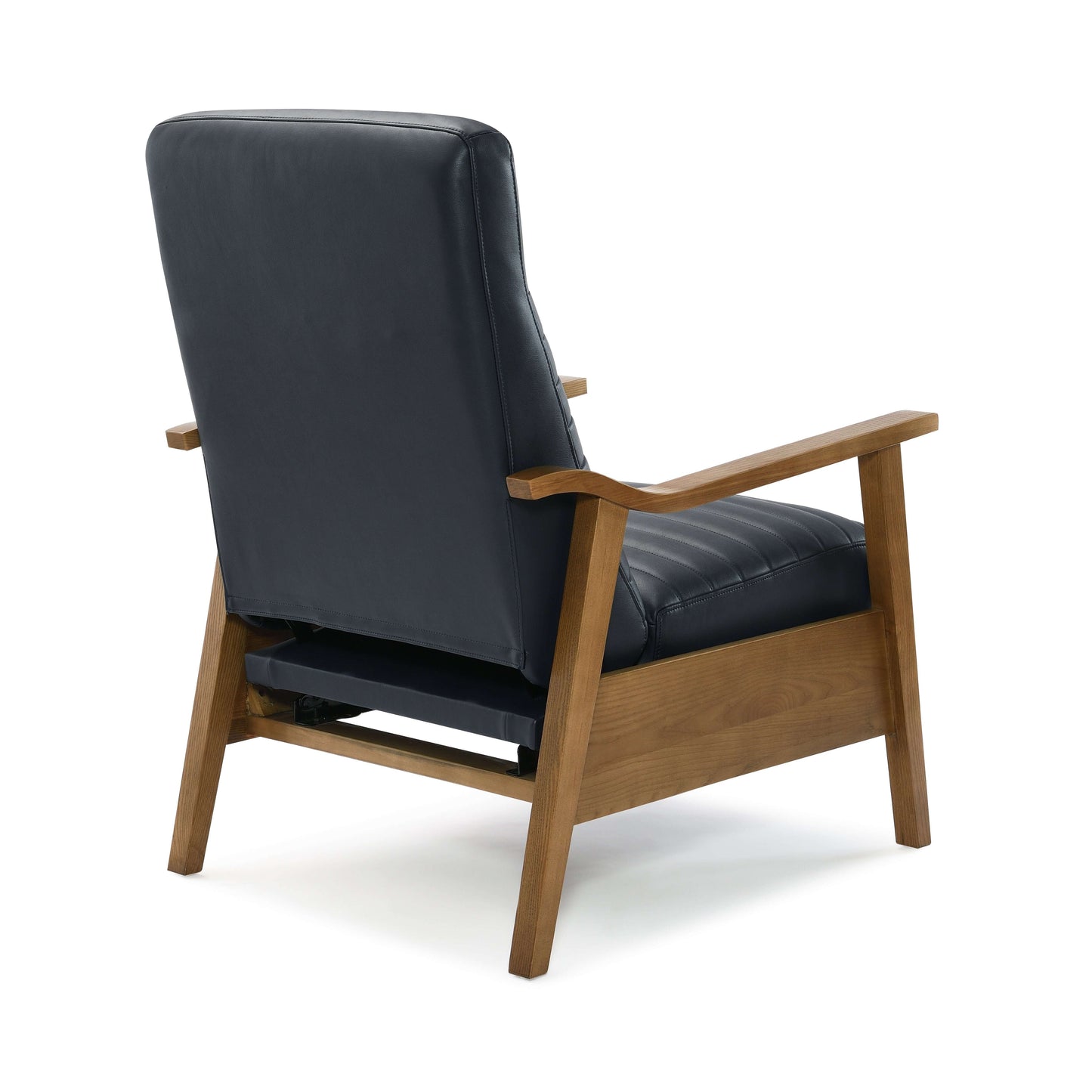 Arthur Wood Arm Push Back Recliner - Midnight Blue