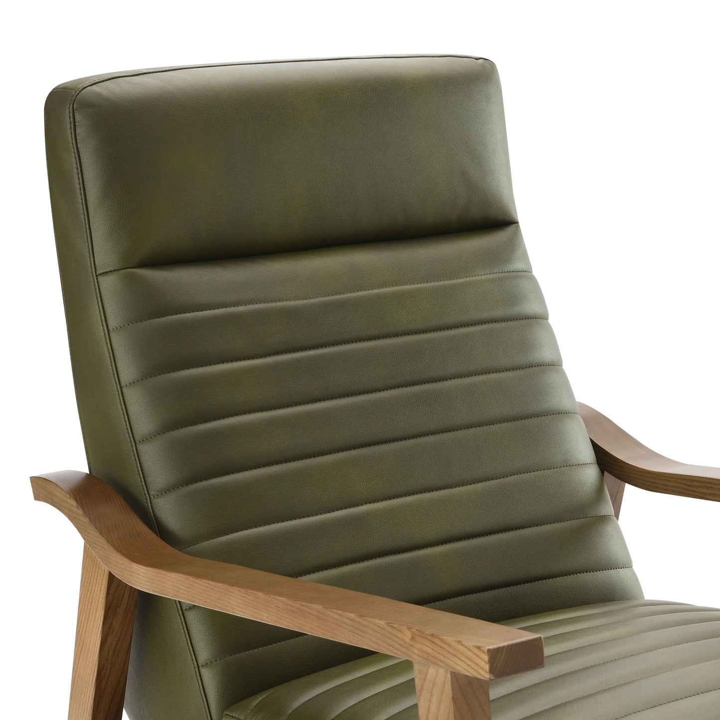 Arthur Wood Arm Push Back Recliner - Fern Green