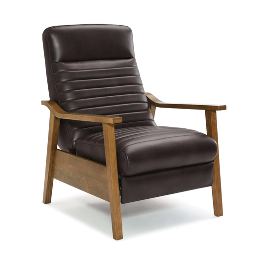 Arthur Wood Arm Push Back Recliner - Burnished Brown