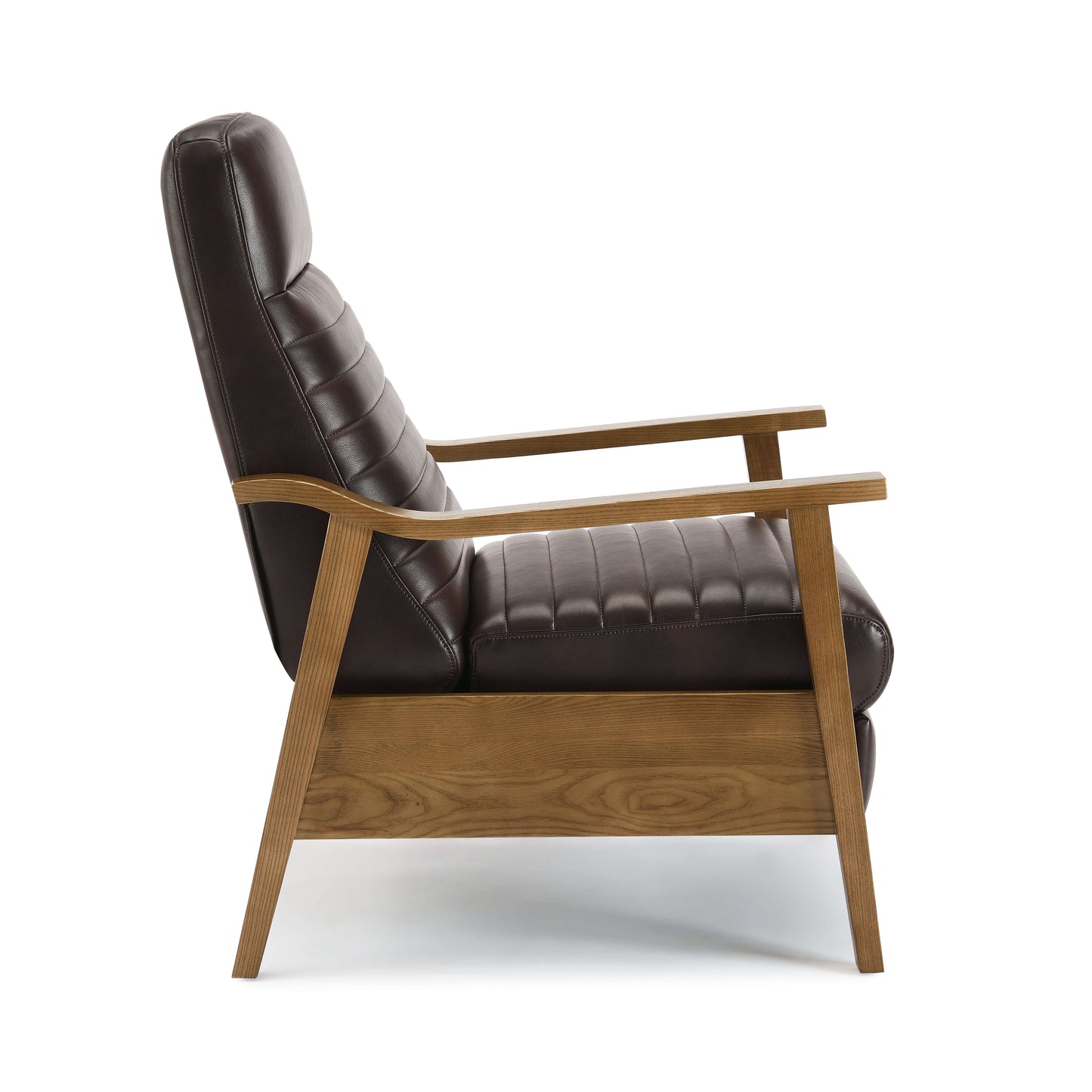 Arthur Wood Arm Push Back Recliner - Burnished Brown