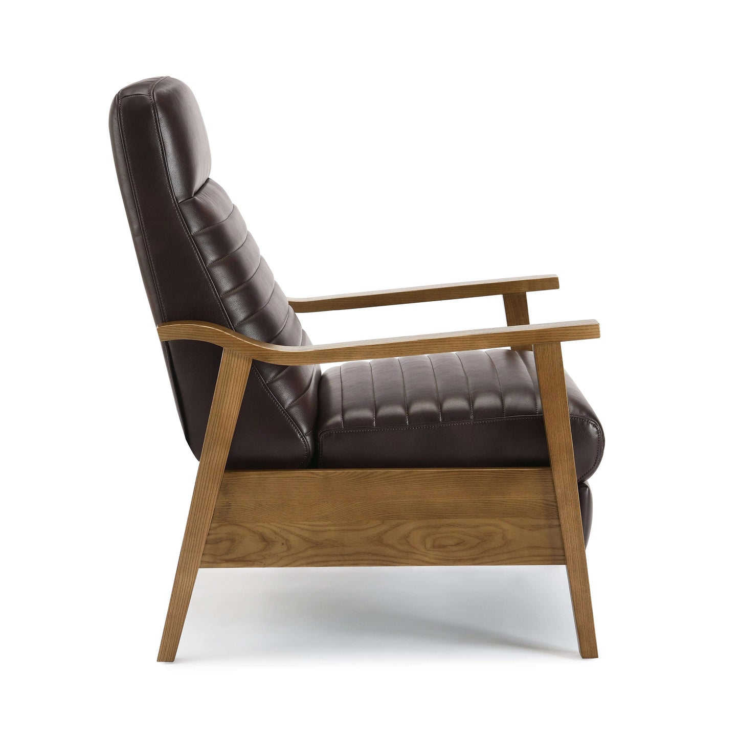 Arthur Wood Arm Push Back Recliner - Burnished Brown