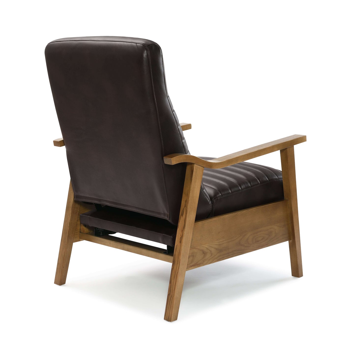 Arthur Wood Arm Push Back Recliner - Burnished Brown