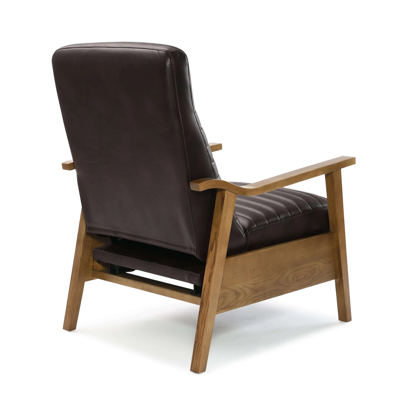 Arthur Wood Arm Push Back Recliner - Burnished Brown