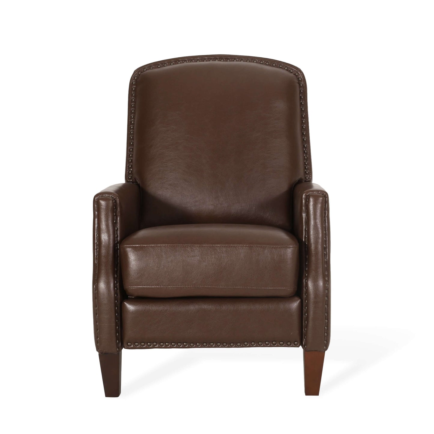 Dark Brown Recliner Chair with Rivets - Front view