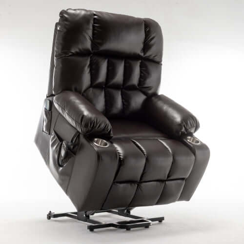 Red wine faux leather recliner chair on a white background