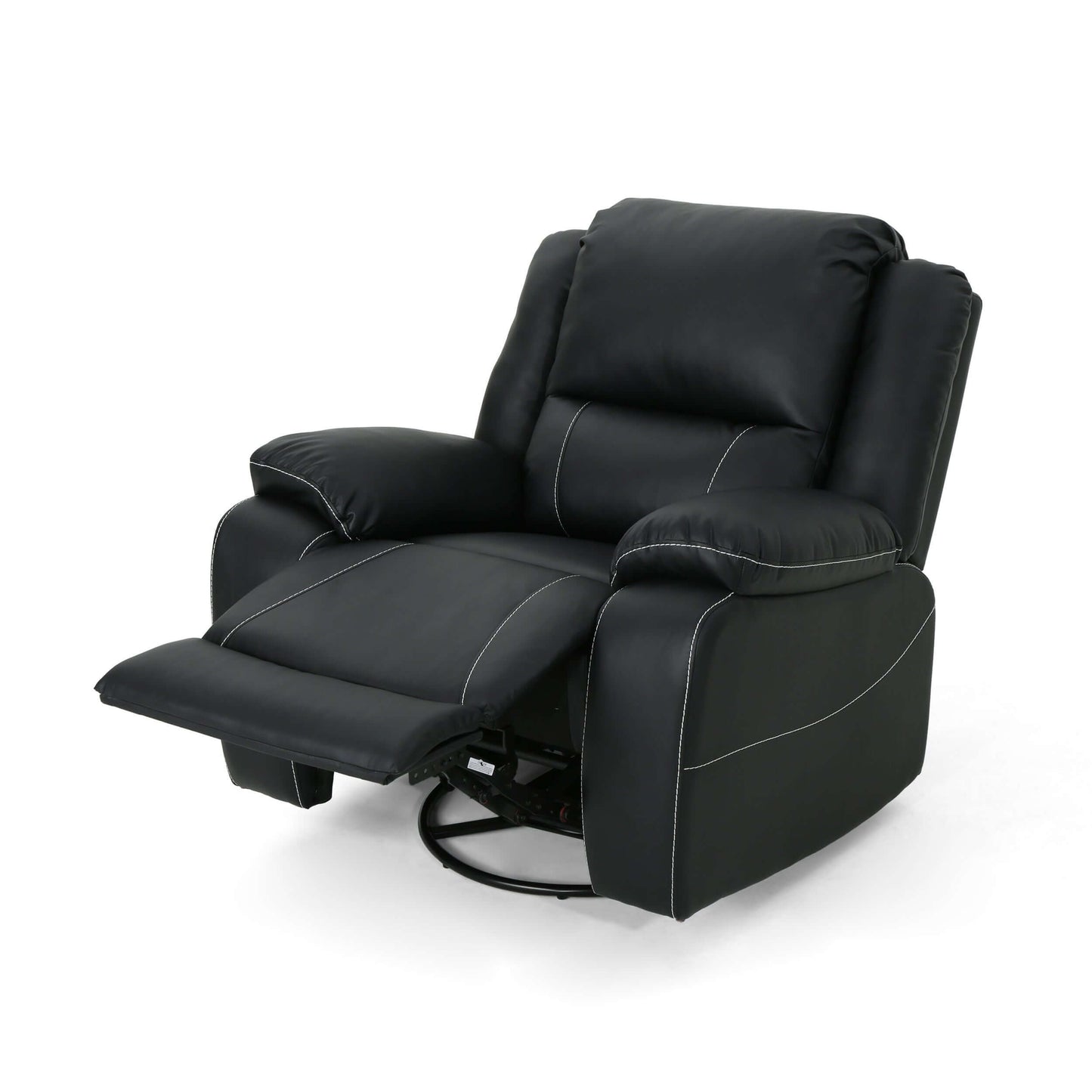 Modern Faux Leather Manual Swivel Recliner with 360-Degree Rotation
