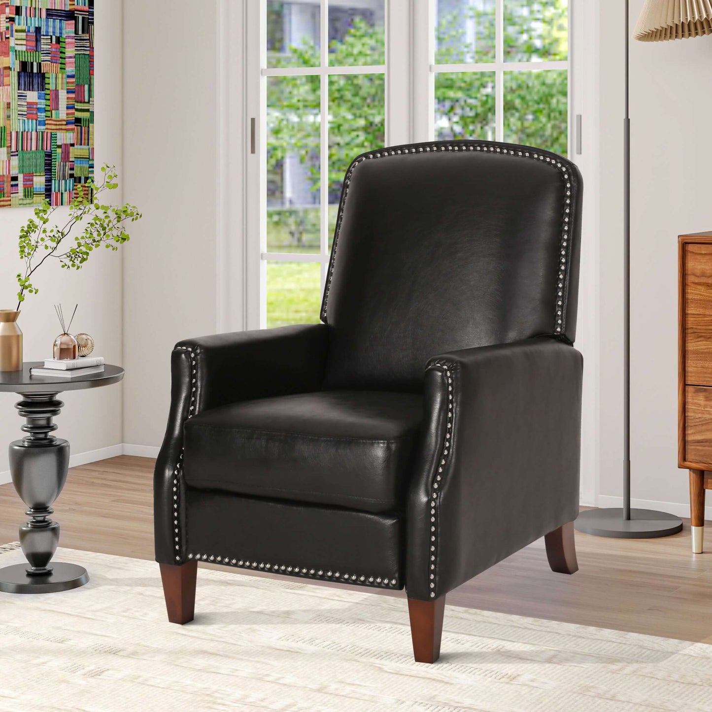 Black Recliner Chair with Rivets