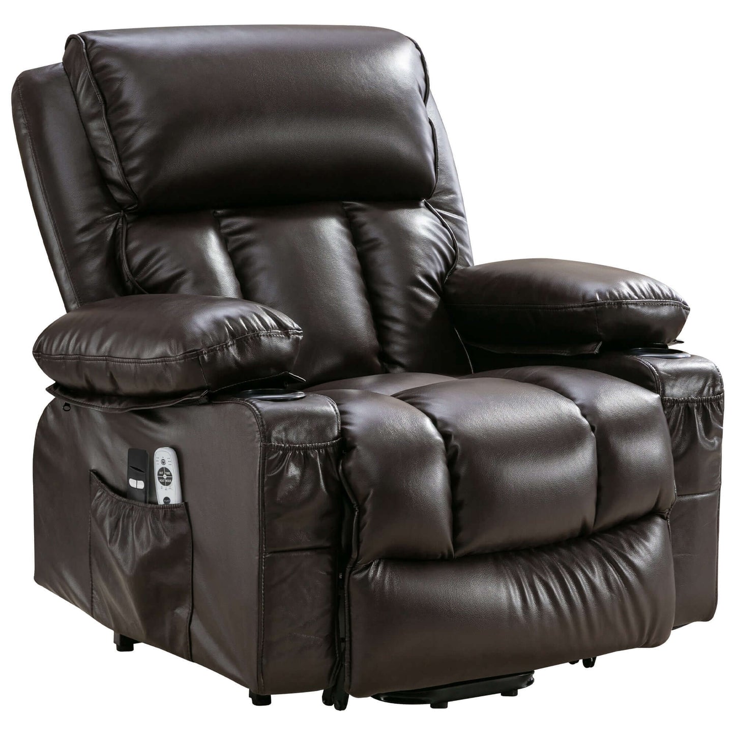 Power Electric massage lift lounge chair, suitable for the elderly, with heating and vibration functions,Fleece leather with USB, can be used for lying down-brown
