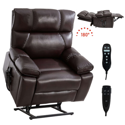 Leatheraire Power Lift Recliner w/ Heat, Massage & Remote/Dark Brown