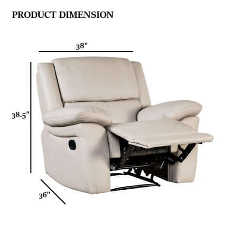 Off-White Manual Glider Recliner – Pillow Top Arms & Welt Trim
