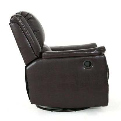 Brown faux leather recliner chair on a white background