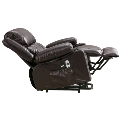 Power Electric massage lift lounge chair, suitable for the elderly, with heating and vibration functions,Fleece leather with USB, can be used for lying down-brown