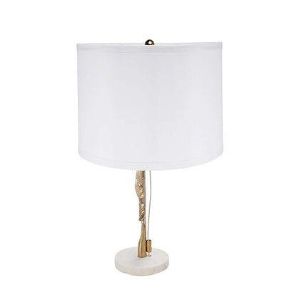 Gold and White Table Lamp with Leaf Design
