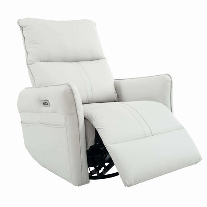 Light gray recliner chair with footrest partially extended on a white background