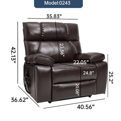 Leatheraire Power Lift Recliner w/ Heat, Massage & Remote/Dark Brown