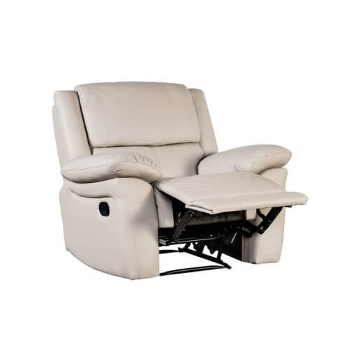 Off-White Manual Glider Recliner – Pillow Top Arms & Welt Trim