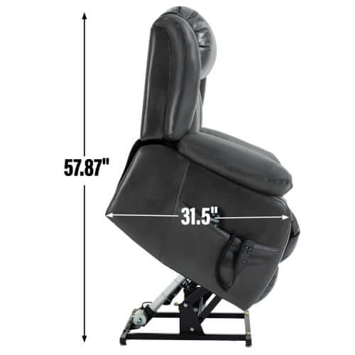 Grey Faux Leather Power Lift Recliner w/ Massage & Heat