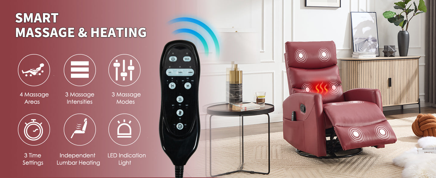 Massage and heating chair with remote control in a living room setting