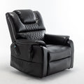 Black leather recliner chair on a white background