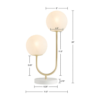 Table lamp with dimensions on a white background