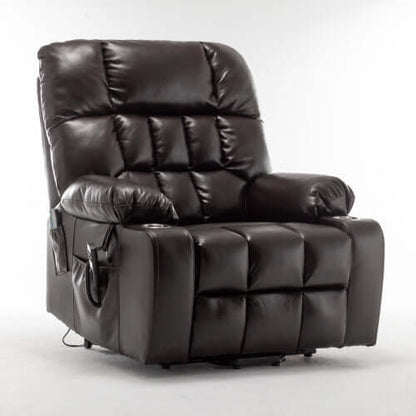 Red wine faux leather recliner chair on a white background