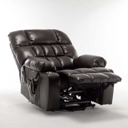Red wine faux leather recliner chair on a white background