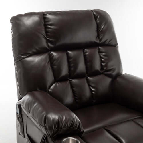 Red wine faux leather recliner chair on a white background