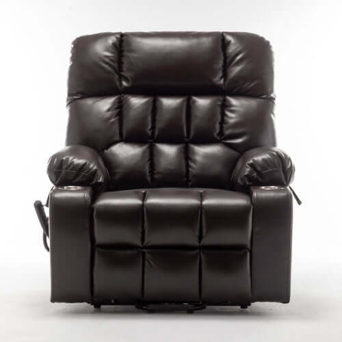 Red wine faux leather recliner chair on a white background