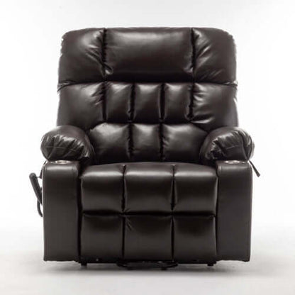Red wine faux leather recliner chair on a white background