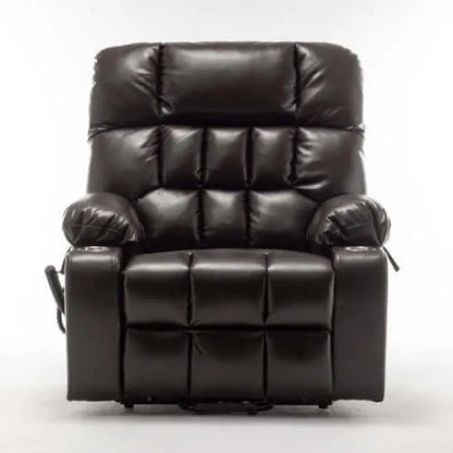 Red wine faux leather recliner chair on a white background