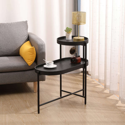 2-Tier Iron Frame End Table with Storage