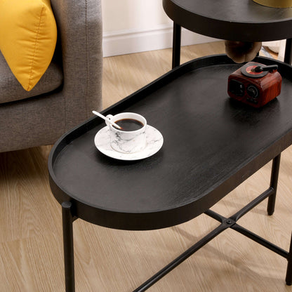 2-Tier Iron Frame End Table with Storage