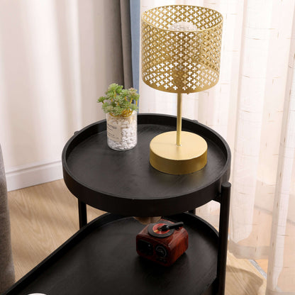 2-Tier Iron Frame End Table with Storage
