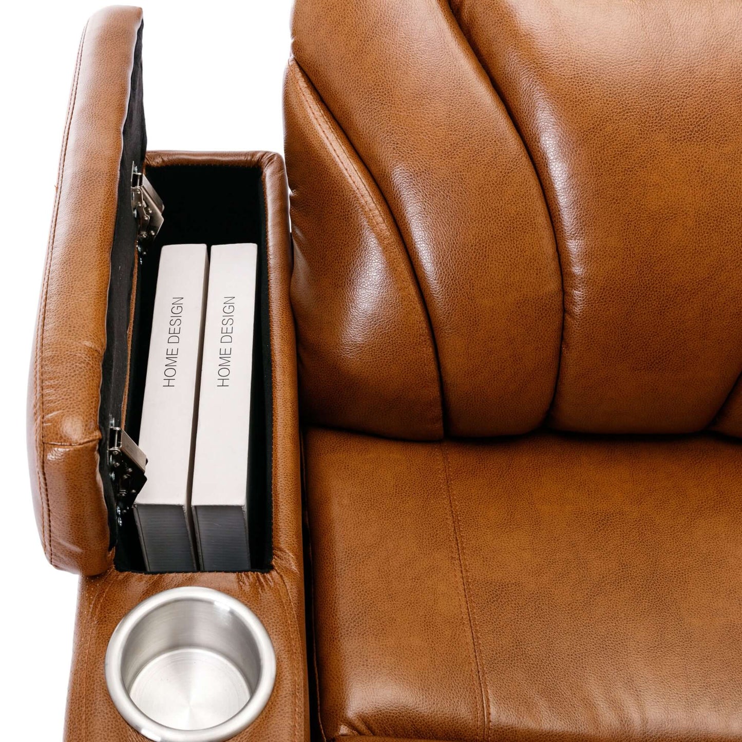Power Recliner Chair with USB, Storage, Cup Holder & Speaker-Brown