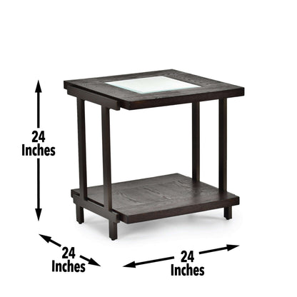 Rustic Industrial End Table – Wood Top & Iron Frame with Storage Shelf