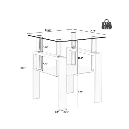 Tempered Glass Accent Table-White