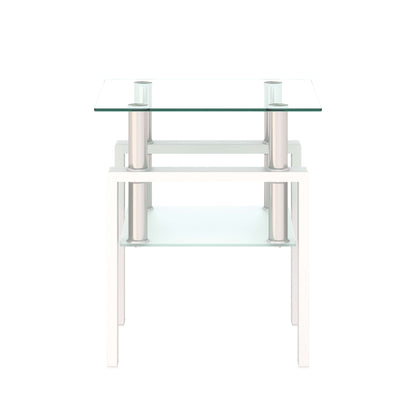 Tempered Glass Accent Table-White